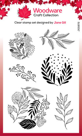 Woodware Paintable Baubles Leafy Fillers Clear Stamps (JGS872)