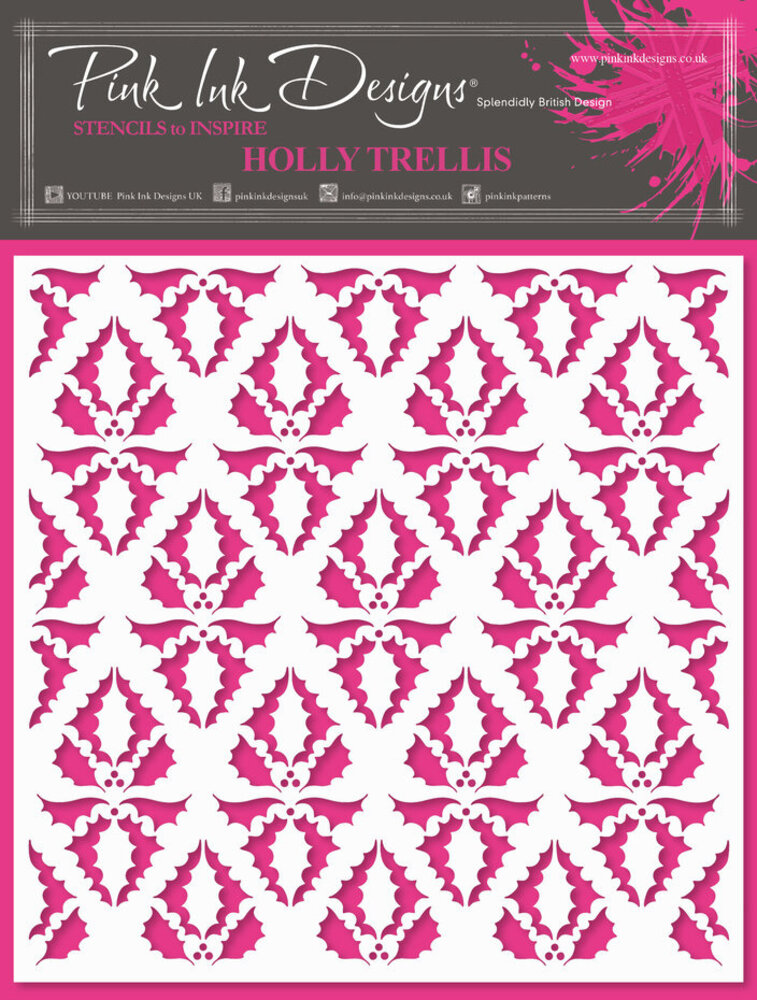 Pink Ink Designs Holly Trellis 7x7 Inch Masking Stencil (PINKST027)