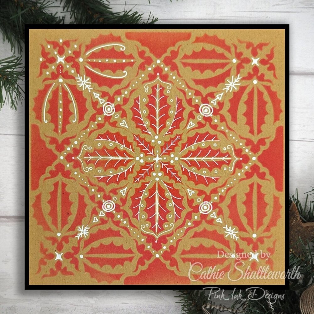 Pink Ink Designs Holly Medallion 7x7 Inch Masking Stencil (PINKST028) Pink Ink Designs Holly Medallion 7x7 Inch Masking Stencil (PINKST028)