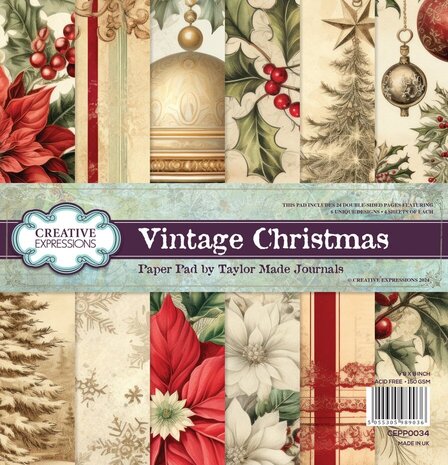 Creative Expressions Vintage Christmas 8x8 Inch Paper Pad (CEPP0034) Creative Expressions Vintage Christmas 8x8 Inch Paper Pad (CEPP0034)