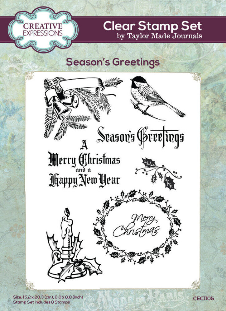 Creative Expressions Taylor Made Journals A5 Clear Stamp Season's Greetings (CEC1105) Creative Expressions Taylor Made Journals A5 Clear Stamp Season's Greetings (CEC1105)