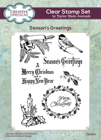 Creative Expressions Taylor Made Journals A5 Clear Stamp Season's Greetings (CEC1105) Creative Expressions Taylor Made Journals A5 Clear Stamp Season's Greetings (CEC1105)