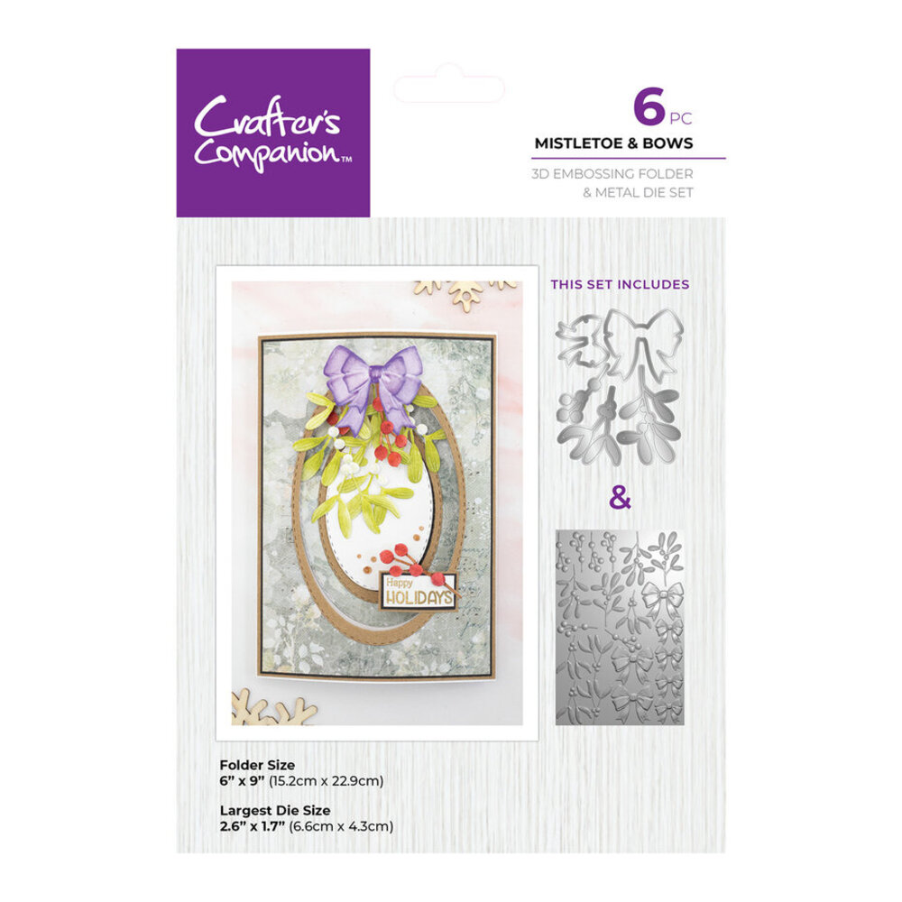 Crafter's Companion Mistletoe & Bows 3D Embossing Folder & Die (CC-3DEF9-MD-MIBO)