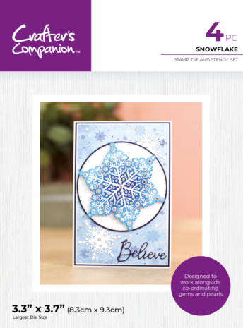 Crafter's Companion Snowflake Stamp, Die & Stencil (CC-STD-STEN-SNF) Crafter's Companion Snowflake Stamp, Die & Stencil (CC-STD-STEN-SNF)