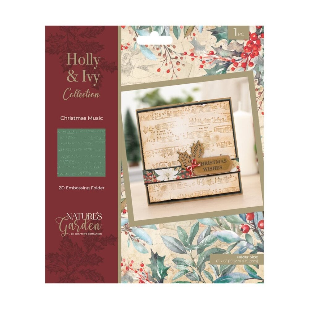 Crafter's Companion Holly & Ivy 2D Embossing Folder Christmas Music (NG-HAI-EF6-2D-CHMU) Crafter's Companion Holly & Ivy 2D Embossing Folder Christmas Music (NG-HAI-EF6-2D-CHMU)