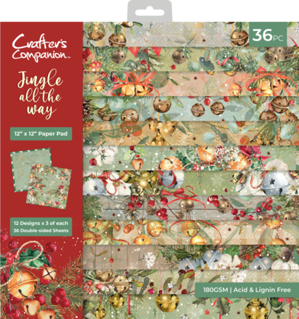 Crafter's Companion Jingle All The Way 12x12 Inch Paper Pad (JATW-PAD12) Crafter's Companion Jingle All The Way 12x12 Inch Paper Pad (JATW-PAD12)