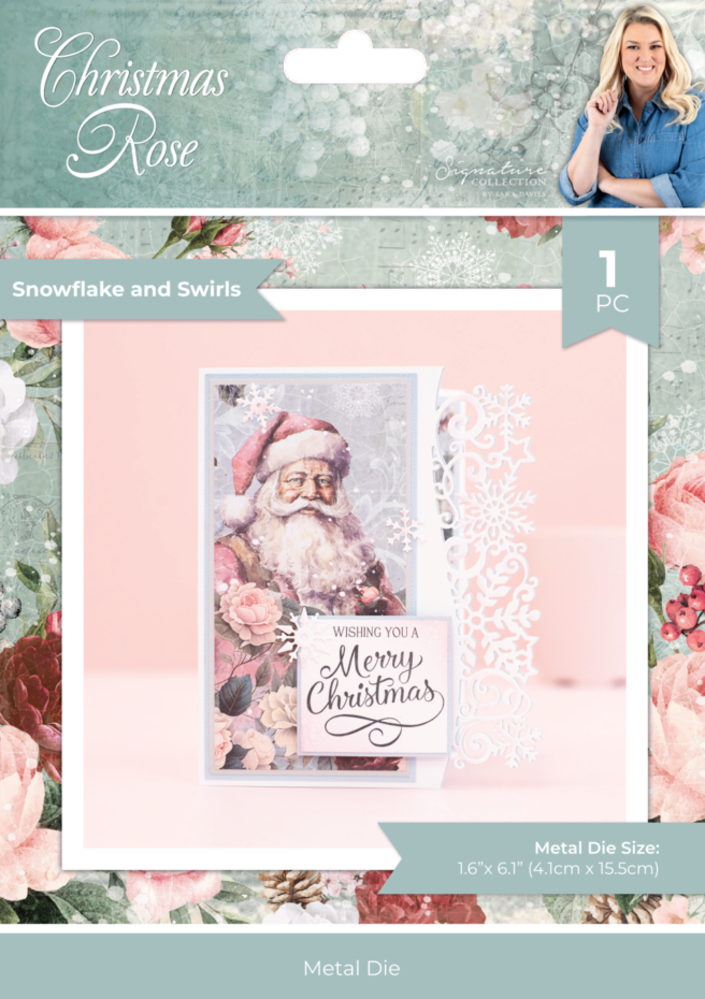 Crafter's Companion Christmas Rose Dies Snowflakes and Swirls (S-CR-MD-EDG-SNSW)