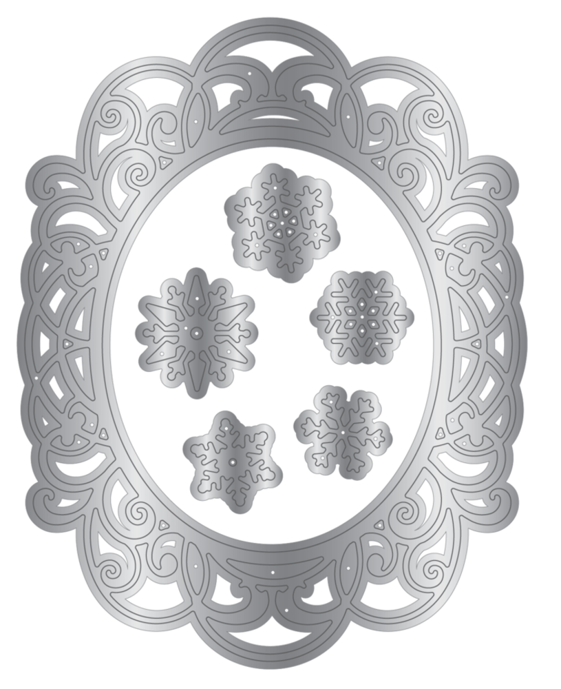 Crafter's Companion Christmas Rose Dies Ornate Frame and Snowflakes (S-CR-MD-OFSN)