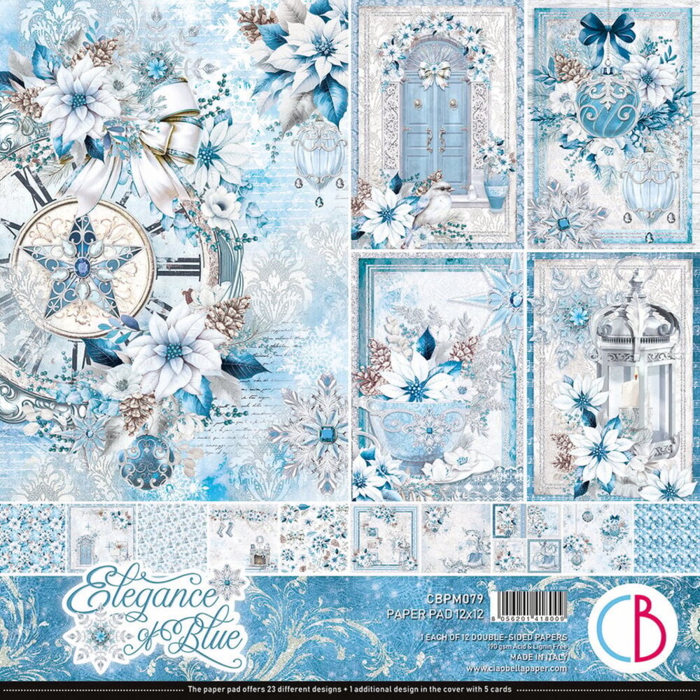 Ciao Bella Papercrafting Elegance of Blue 12x12 Inch Paper Pad (CBPM079)
