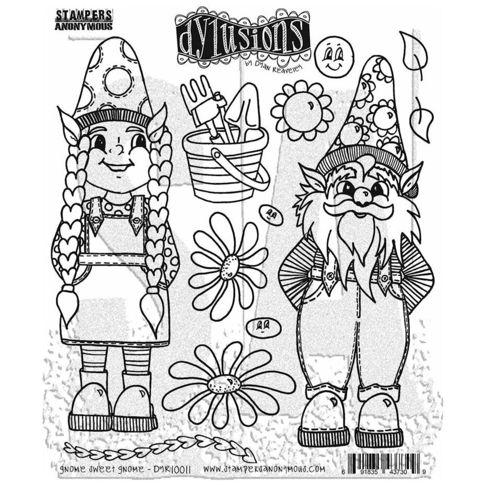 Ranger Dylusions Gnome Sweet Gnome Cling Stamps (DYR10011) Ranger Dylusions Gnome Sweet Gnome Cling Stamps (DYR10011)