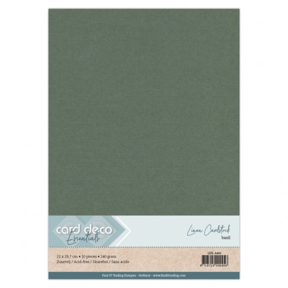 Card Deco Linen Cardstock Basilicum 10 Vel A4 (LKK-A441) Card Deco Linen Cardstock Basilicum 10 Vel A4 (LKK-A441)
