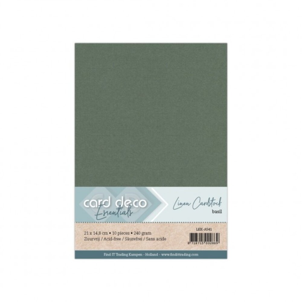 Card Deco Linen Cardstock Basilicum 10 Vel A5 (LKK-A541)