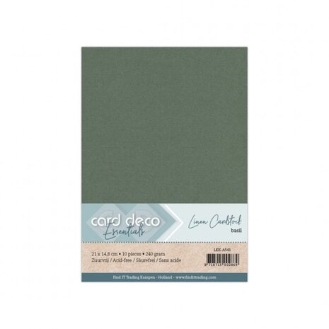 Card Deco Linen Cardstock Basilicum 10 Vel A5 (LKK-A541)