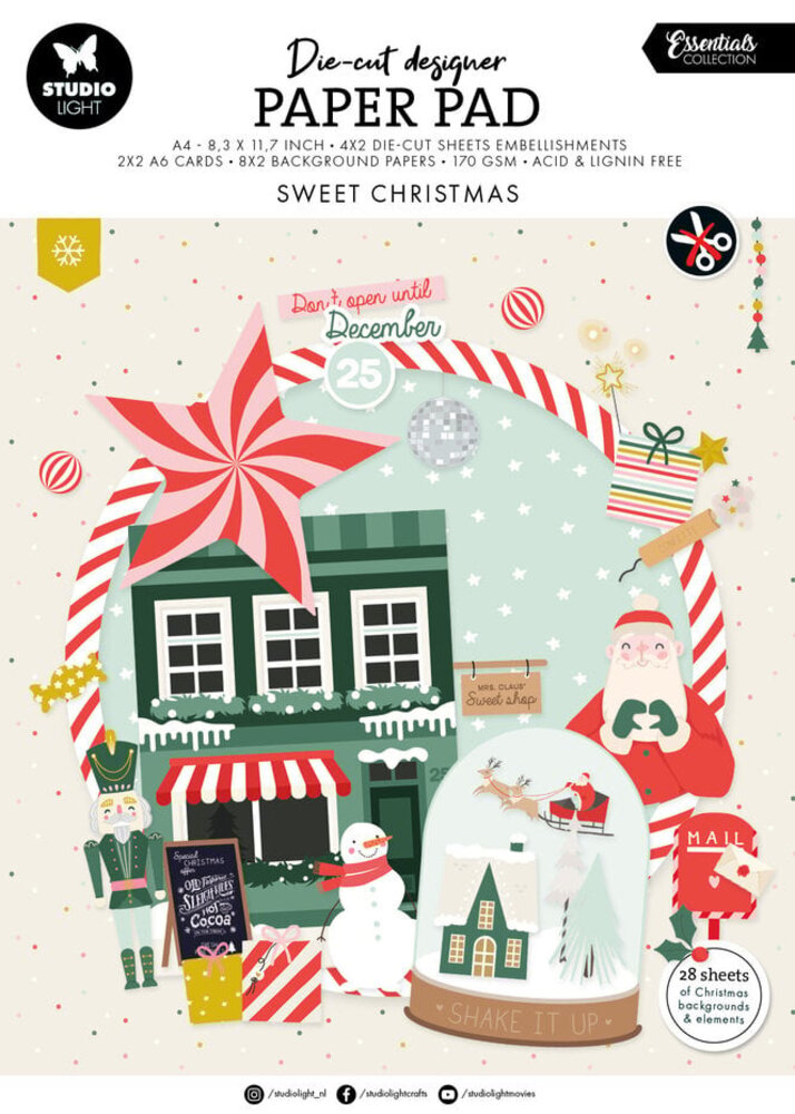 Studio Light Christmas Essentials Sweet Christmas A4 Die-Cut Paper Pad (SL-ES-DCPP218)