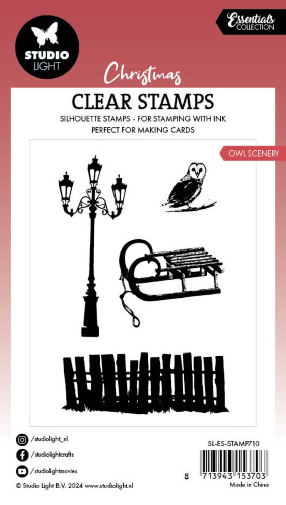 Studio Light Christmas Essentials Clear Stamps Owl Scenery (SL-ES-STAMP710)
