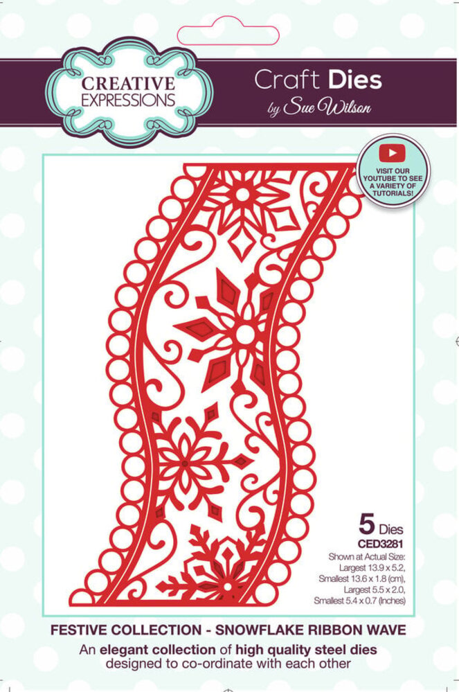 Creative Expressions Sue Wilson Craft Die Snowflake Ribbon Wave (CED3281)