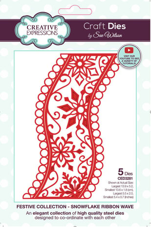 Creative Expressions Sue Wilson Craft Die Snowflake Ribbon Wave (CED3281)