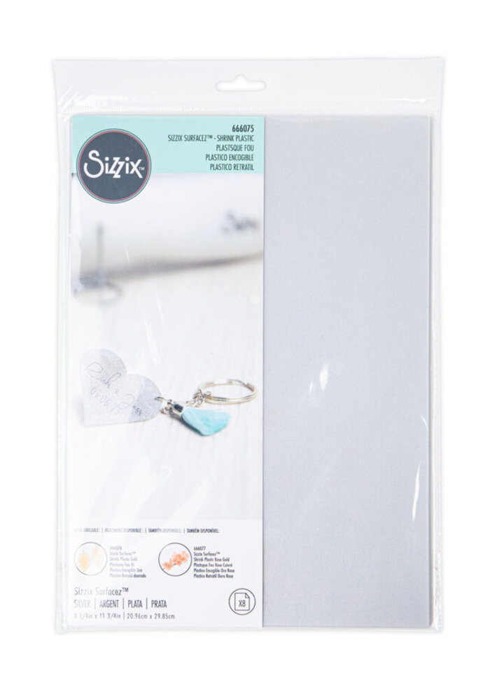 Sizzix Metallic Shrink Plastic 8.25x11.75 Inch Silver (666075) Sizzix Metallic Shrink Plastic 8.25x11.75 Inch Silver (666075)