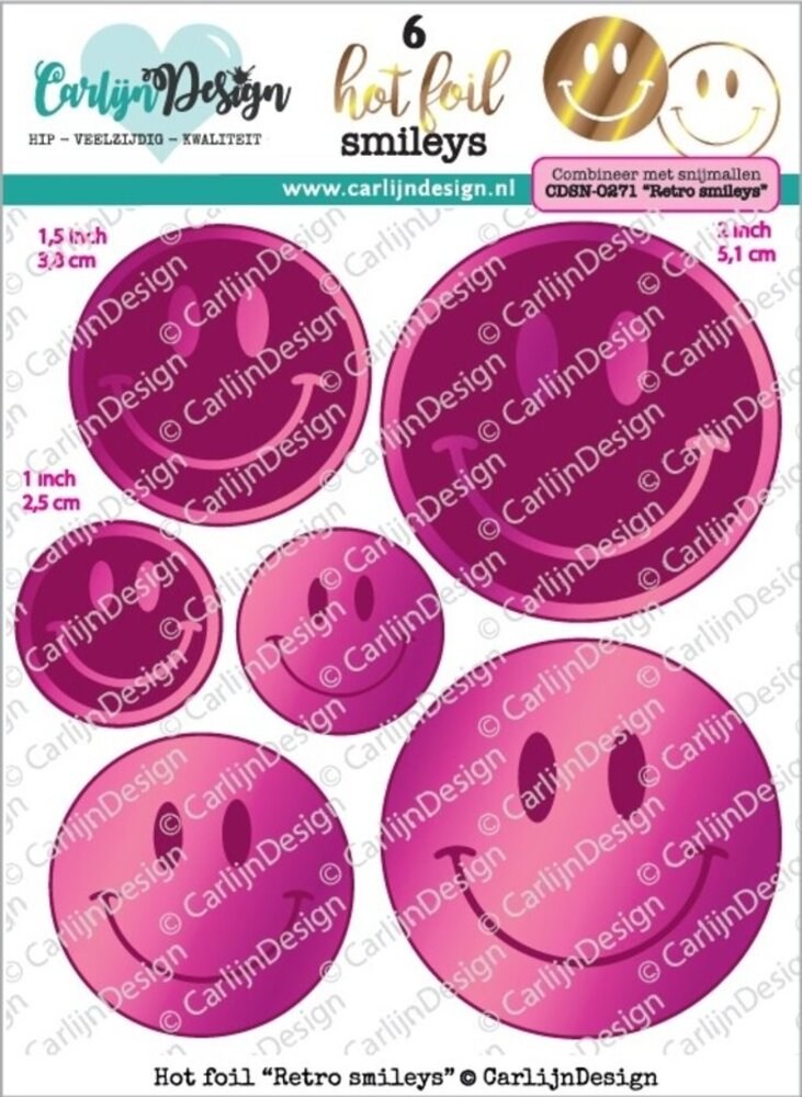 Carlijn Design Hot Foil Retro Smileys (CDHF-0058) Carlijn Design Hot Foil Retro Smileys (CDHF-0058)
