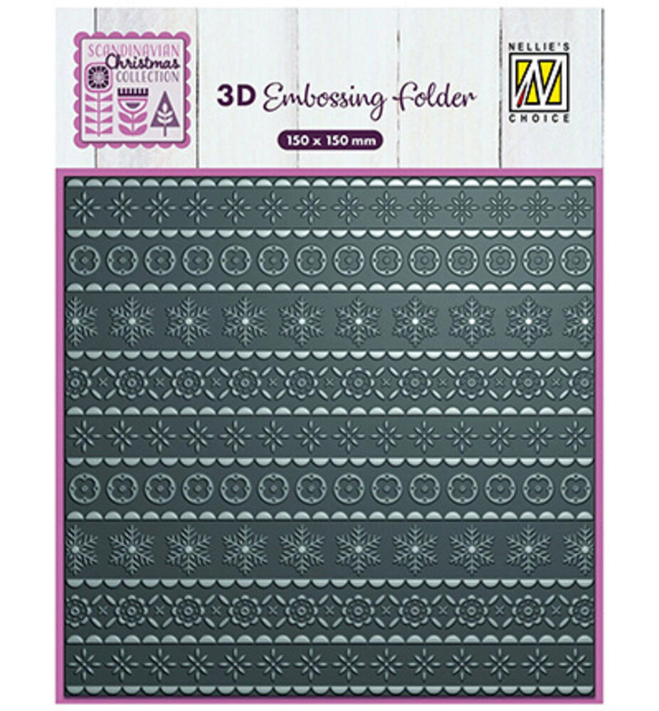 Nellie Snellen 3D Embossing Folder Scandinavian Christmas (EF3D095)