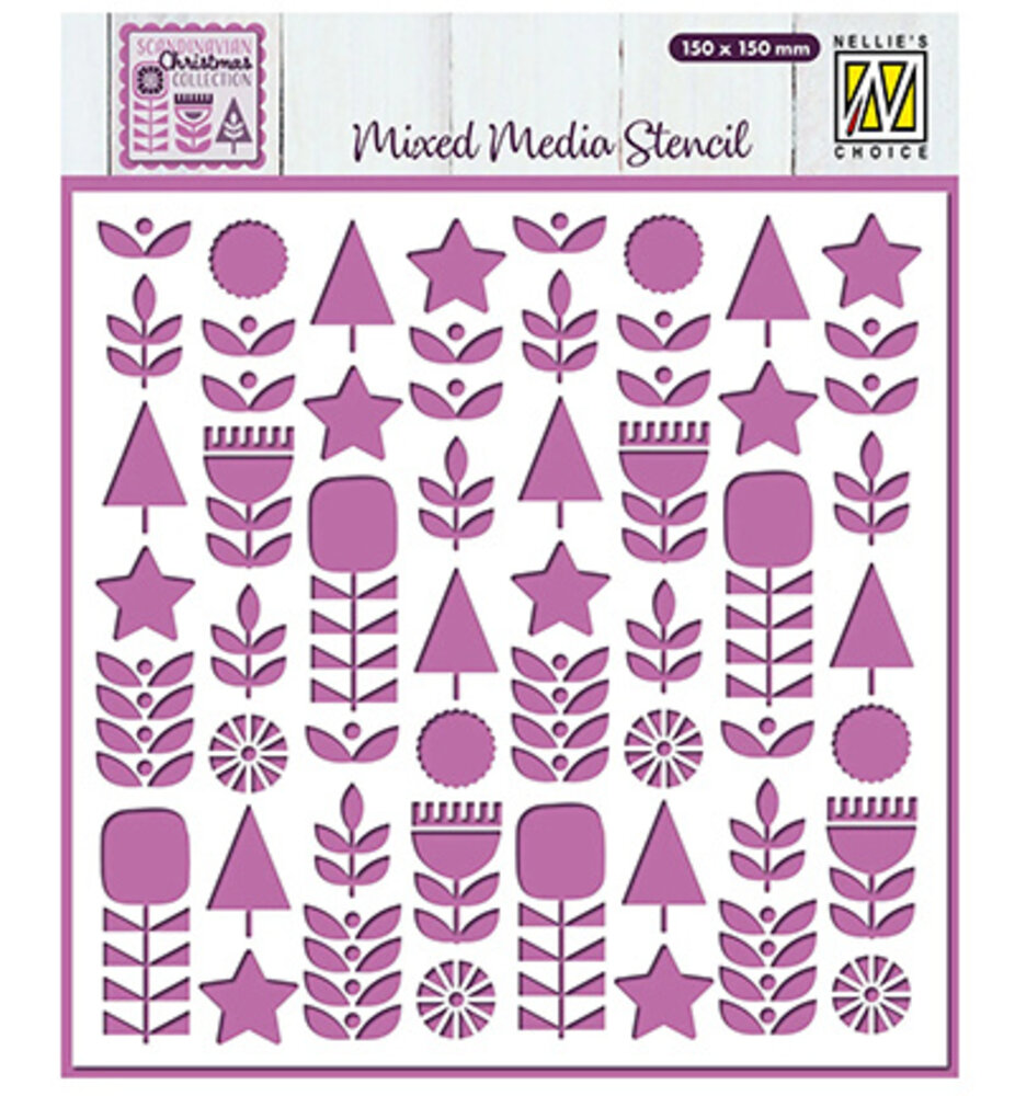 Nellie Snellen Masking Stencil Scandinavian Flowers (MMS4K-071)