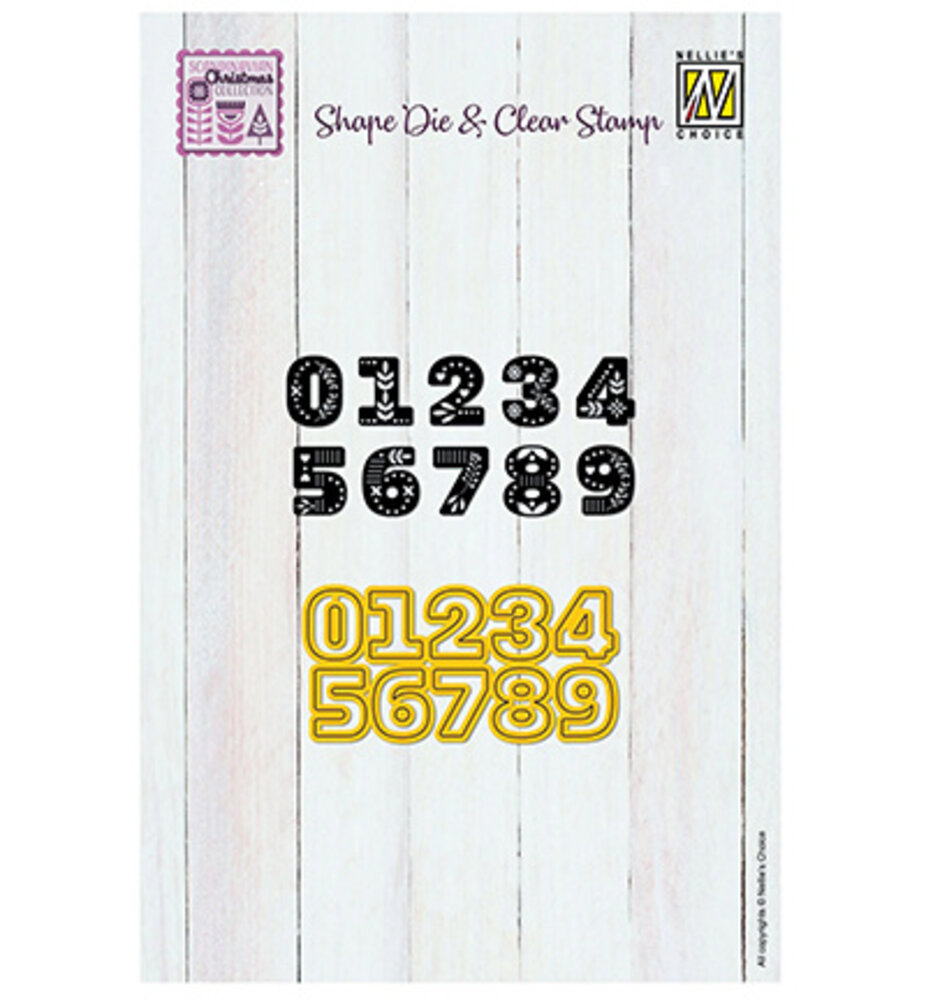 Nellie Snellen Shape Dies & Clear Stamps Scandinavian Numbers (CDCS004)