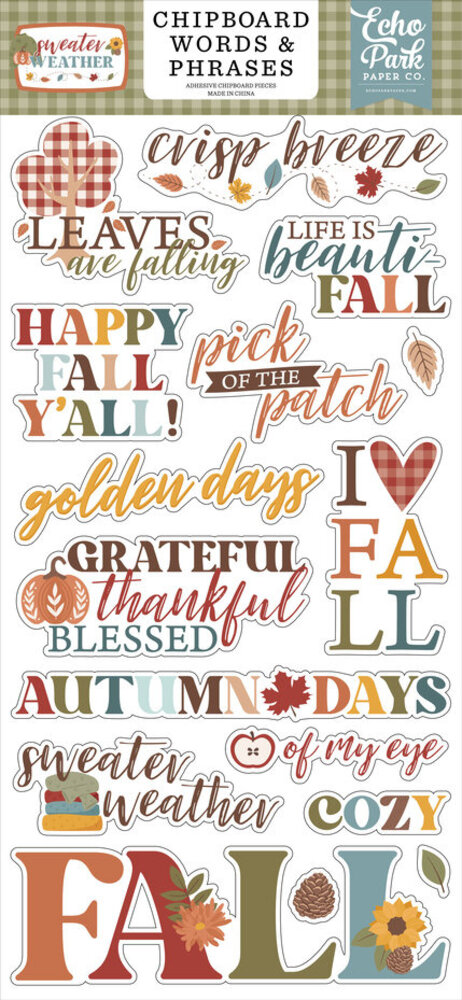 Echo Park Sweater Weather 6x13 Inch Chipboard Word & Phrases (SW381022) Echo Park Sweater Weather 6x13 Inch Chipboard Word & Phrases (SW381022)