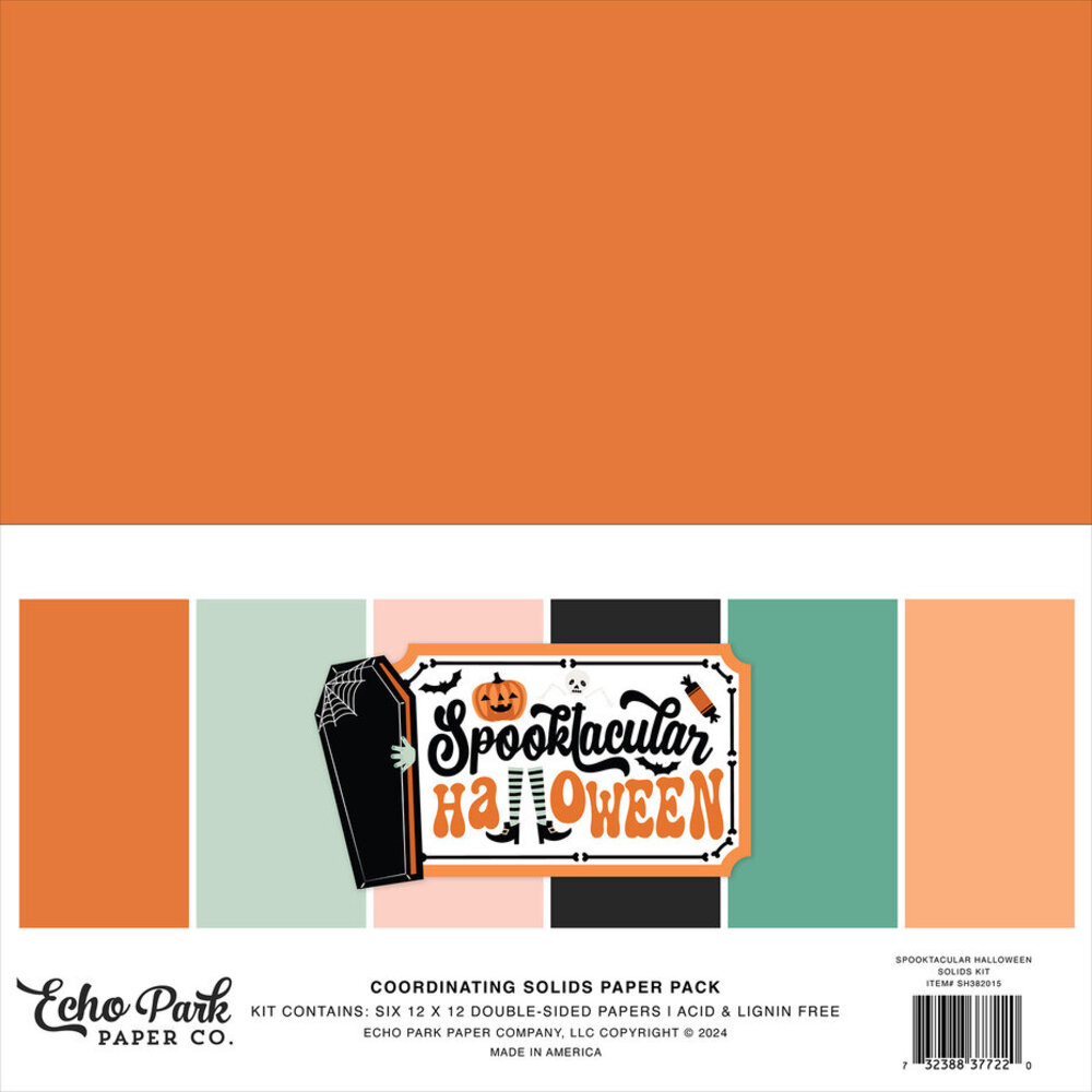 Echo Park Spooktacular Halloween 12x12 Inch Coordinating Solids Paper Pack (SH382015)