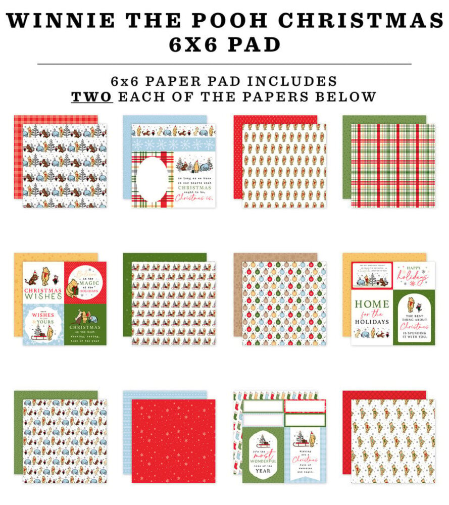 Echo Park Winnie The Pooh Christmas 6x6 Inch Paper Pad (WPC386023) Echo Park Winnie The Pooh Christmas 6x6 Inch Paper Pad (WPC386023)