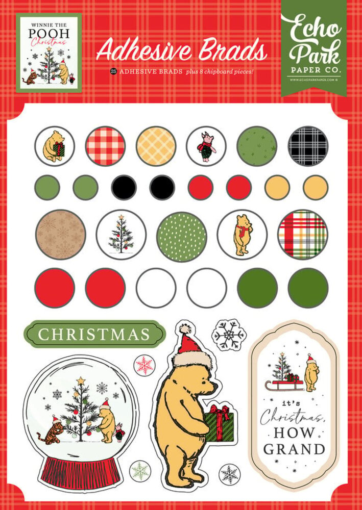 Echo Park Winnie The Pooh Christmas Adhesive Brads (WPC386020) Echo Park Winnie The Pooh Christmas Adhesive Brads (WPC386020)