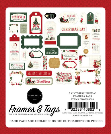 Carta Bella A Vintage Christmas Ephemera Frames & Tags (CBVC384025) Carta Bella A Vintage Christmas Ephemera Frames & Tags (CBVC384025)