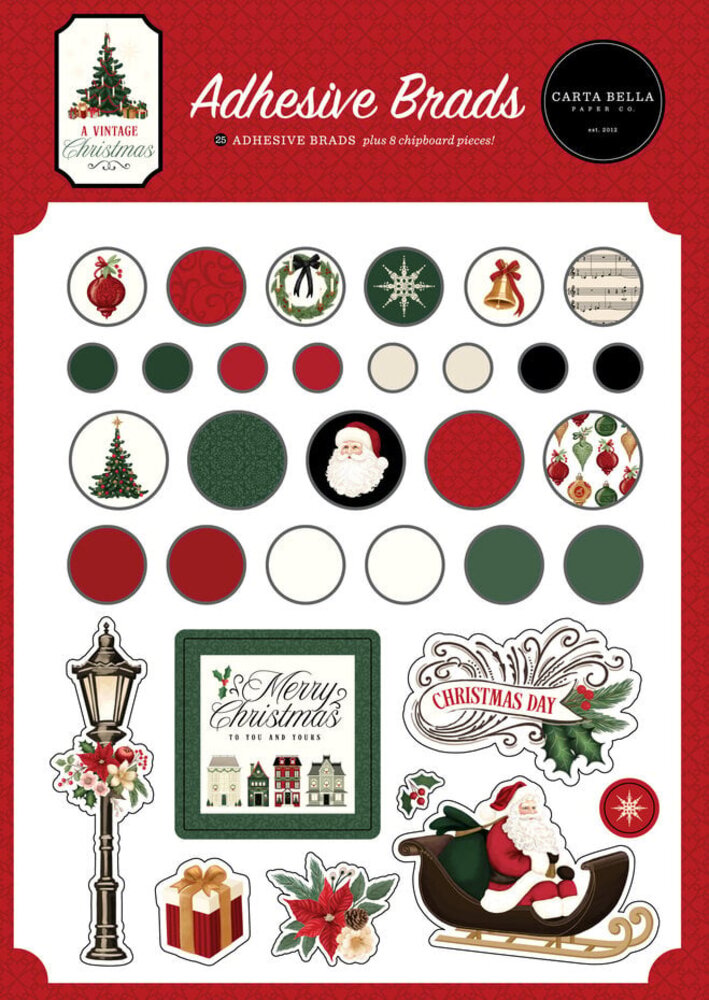 Carta Bella A Vintage Christmas Adhesive Brads (CBVC384020) Carta Bella A Vintage Christmas Adhesive Brads (CBVC384020)