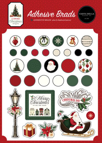 Carta Bella A Vintage Christmas Adhesive Brads (CBVC384020) Carta Bella A Vintage Christmas Adhesive Brads (CBVC384020)