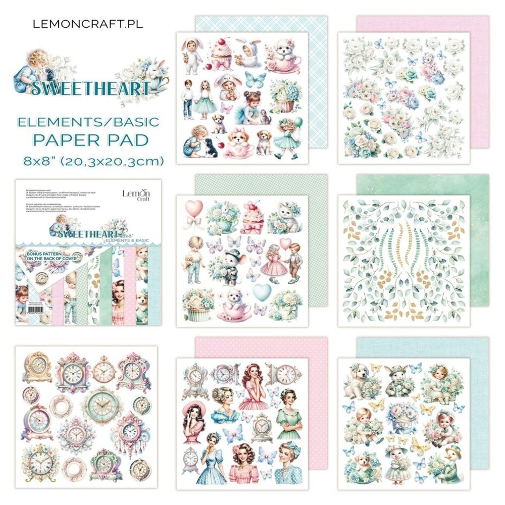 LemonCraft Sweetheart 8x8 Inch Elements & Basic Paper Pad (LEM-SWEETHA-03) LemonCraft Sweetheart 8x8 Inch Elements & Basic Paper Pad (LEM-SWEETHA-03)