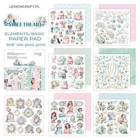 LemonCraft Sweetheart 8x8 Inch Elements & Basic Paper Pad (LEM-SWEETHA-03) LemonCraft Sweetheart 8x8 Inch Elements & Basic Paper Pad (LEM-SWEETHA-03)