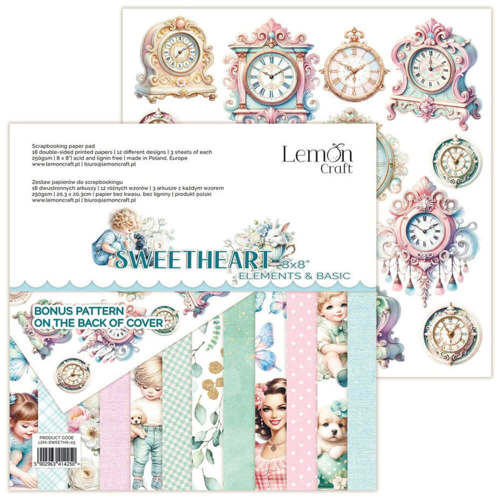 LemonCraft Sweetheart 8x8 Inch Elements & Basic Paper Pad (LEM-SWEETHA-03) LemonCraft Sweetheart 8x8 Inch Elements & Basic Paper Pad (LEM-SWEETHA-03)