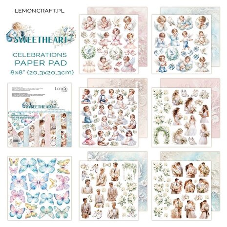 LemonCraft Sweetheart 8x8 Inch Celebrations Paper Pad (LEM-SWEETHA-04) LemonCraft Sweetheart 8x8 Inch Celebrations Paper Pad (LEM-SWEETHA-04)