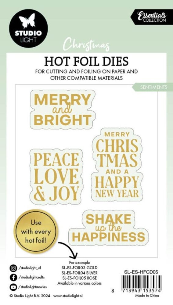 Studio Light Christmas Essentials Hot Foil Dies Sentiments (SL-ES-HFCD05) Studio Light Christmas Essentials Hot Foil Dies Sentiments (SL-ES-HFCD05)