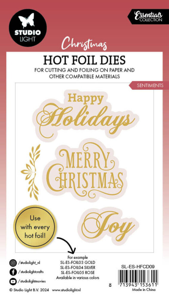 Studio Light Christmas Essentials Hot Foil Dies Sentiments (SL-ES-HFCD09) Studio Light Christmas Essentials Hot Foil Dies Sentiments (SL-ES-HFCD09)