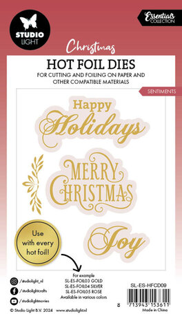 Studio Light Christmas Essentials Hot Foil Dies Sentiments (SL-ES-HFCD09) Studio Light Christmas Essentials Hot Foil Dies Sentiments (SL-ES-HFCD09)