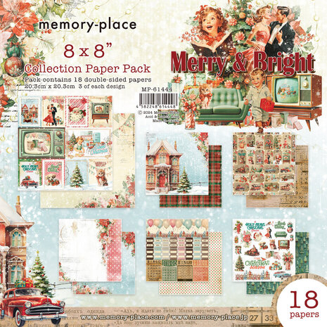 Memory Place Merry & Bright 8x8 Inch Paper Pack (MP-61444) Memory Place Merry & Bright 8x8 Inch Paper Pack (MP-61444)