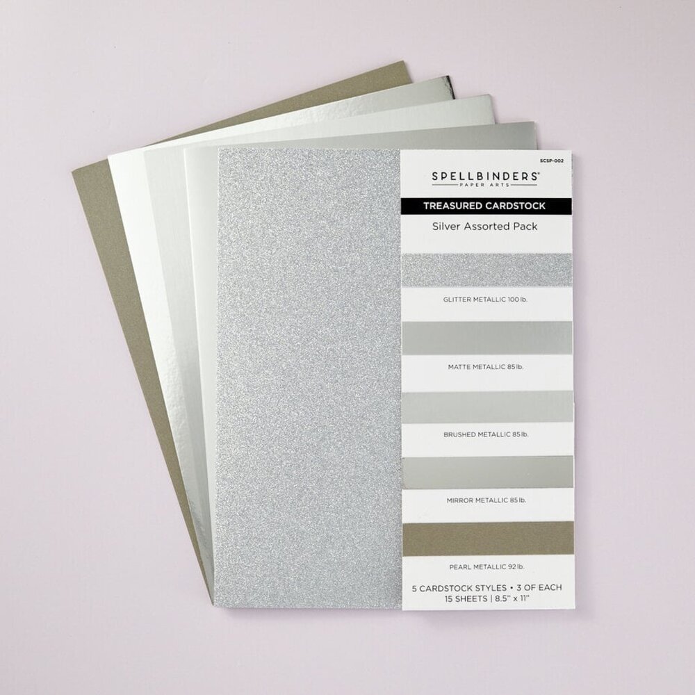Spellbinders Treasured Cardstock 8.5x11 Inch Silver Assortment (SCSP-002)