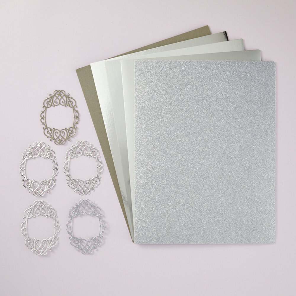 Spellbinders Treasured Cardstock 8.5x11 Inch Silver Assortment (SCSP-002)