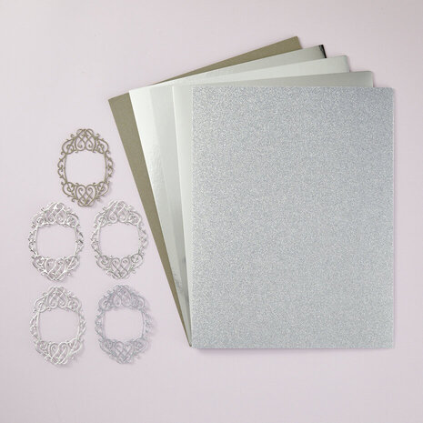 Spellbinders Treasured Cardstock 8.5x11 Inch Silver Assortment (SCSP-002)