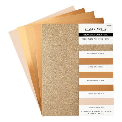 Spellbinders Treasured Cardstock 8.5x11 Inch Rose Gold Assortment (SCSP-003)