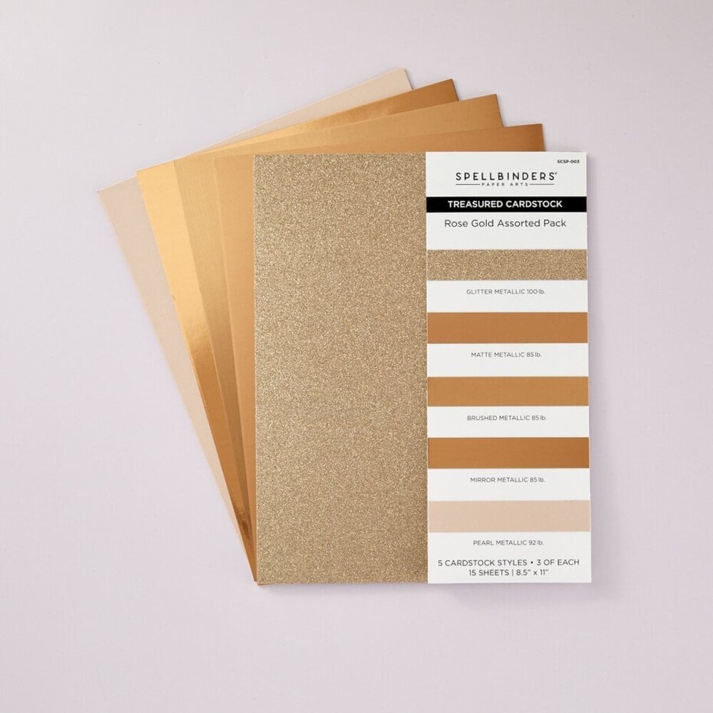 Spellbinders Treasured Cardstock 8.5x11 Inch Rose Gold Assortment (SCSP-003)
