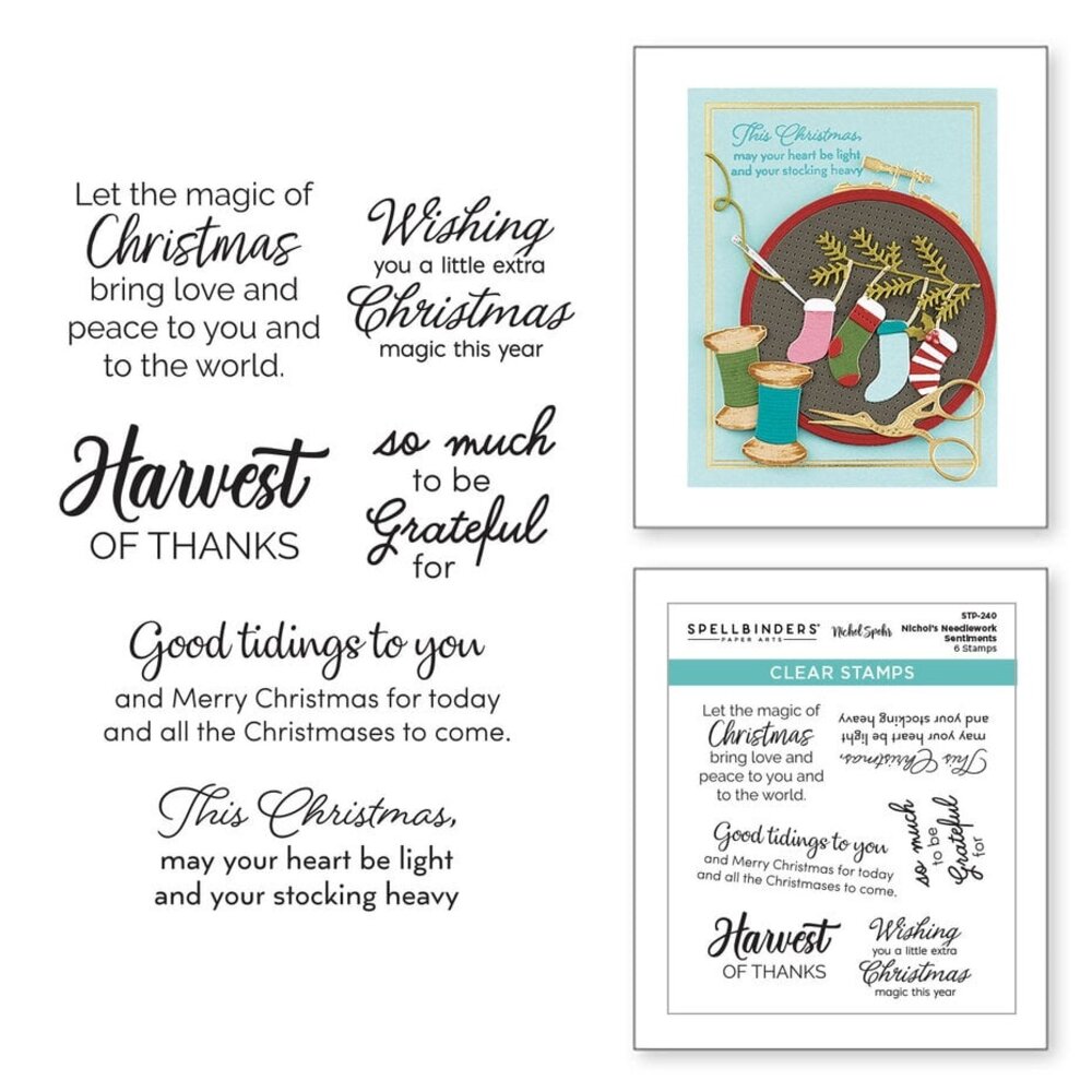 Spellbinders Nichol's Needlework Sentiments Clear Stamp (STP-240) Spellbinders Nichol's Needlework Sentiments Clear Stamp (STP-240)