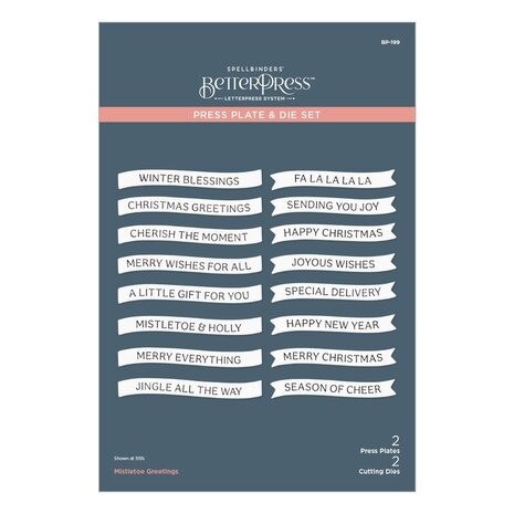 Spellbinders Home for the Holidays Mistletoe Greetings Press Plate & Die Set (BP-199)