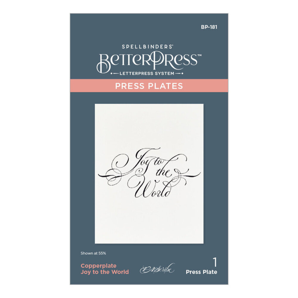 Spellbinders Copperplate Holiday Sentiments Joy to the World Press Plate (BP-181)