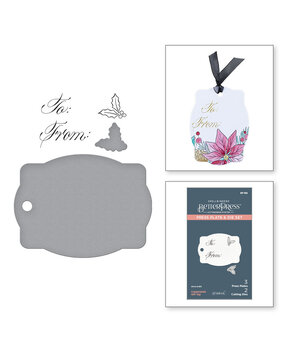 Spellbinders Copperplate Holiday Sentiments Gift Tag Press Plate & Die Set (BP-184)
